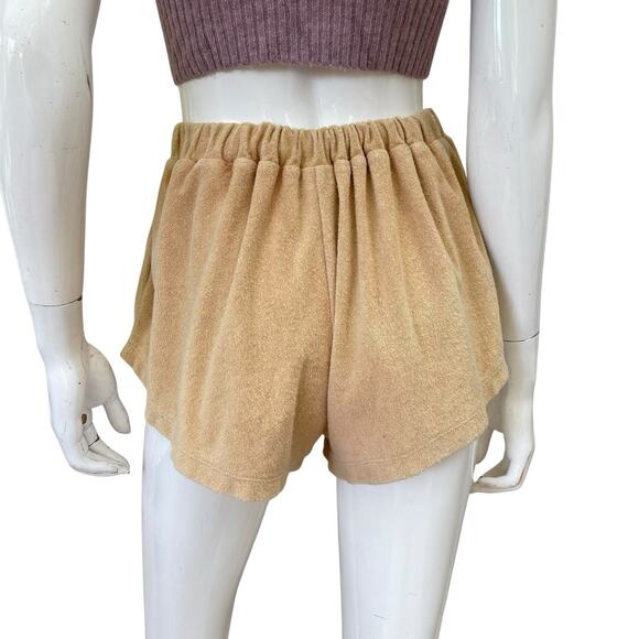 Zulu & Zephyr Tan Terrycloth High Waist 70’s Style Booty Shorts XXS-S - Picture 3 of 9
